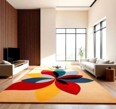 Handcrafted Floral Geometric Multicolor Area Rug